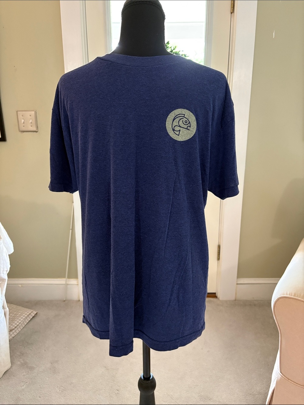 American Apparel Navy Short-Sleeve Tee with Small Circular Logo